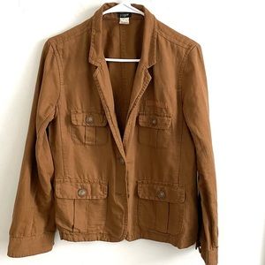 J crew linen/cotton tan brown collared blazer 6